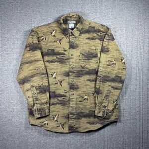 Columbia River Lodge Button Up Shirt Men’s M Duck Print Heavyweight Long Sleeve
